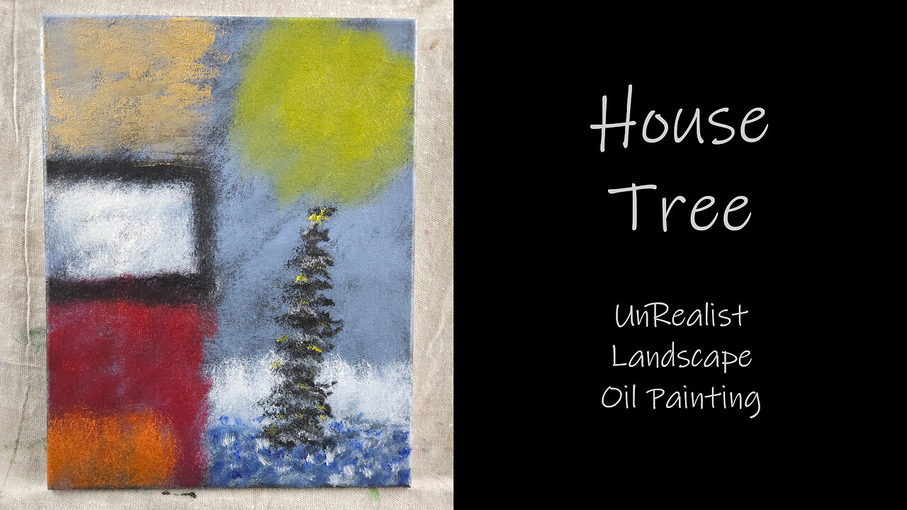 CHECK OUT THIS UnRealist Landscape Oil Painting of a “House Tree” On canvas 11x14