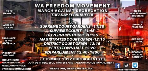 WA Perth Tuesday 15.02.2022 march for freedom