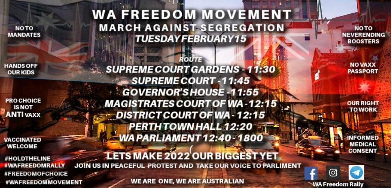 WA Perth Tuesday 15.02.2022 march for freedom