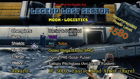 Destiny 2 Legend Lost Sector: Moon - K1 Logistics on my Warlock 1-19-23