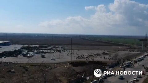 A distribution point for humanitarian aid in Mariupol