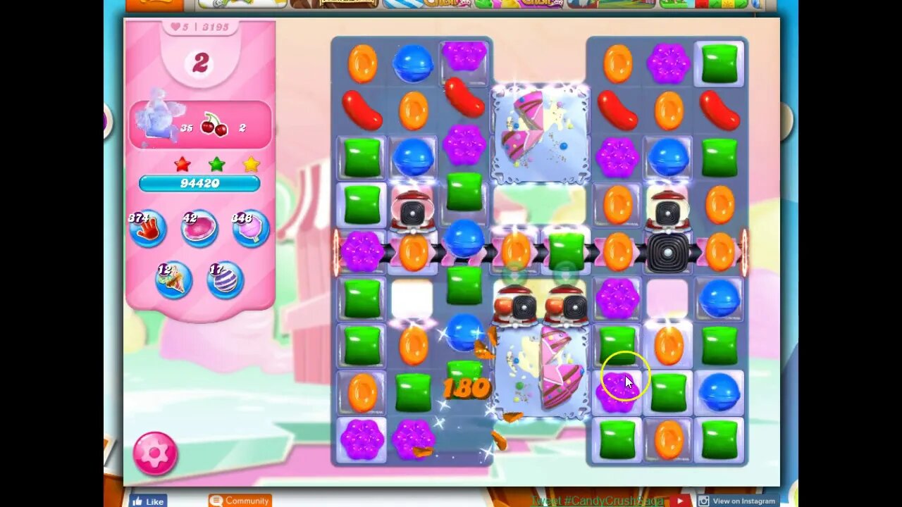 Candy Crush Level 3195 Talkthrough, 18 Moves 0 Boosters