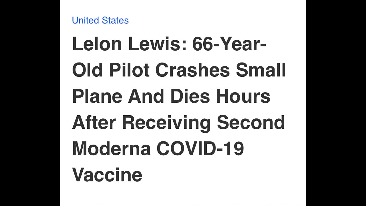 Pilot crashes & dies hours after 2nd Moderna dose...