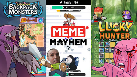 Let's Go Auto Battle Crazy Playing NEODUEL: Backpack Monsters, Meme Mayhem, & Lucky Hunter