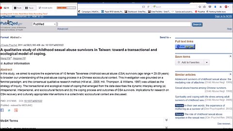 T.E.M.O.C. (COMET) "Sex Abuse Study" Exposes #PIZZAGATE! Transactional Model Of Coping - 2016