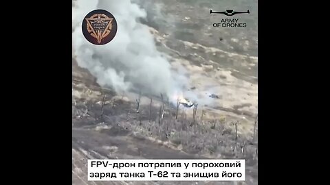 PERUN GROUP - Russian T-62 tank destroyed by Ukrainian FPV