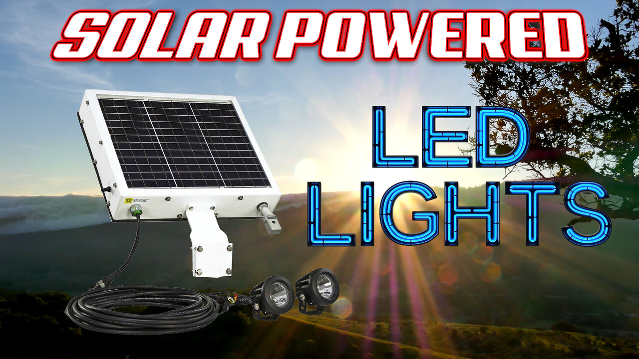 Solar Powered Dual LED Light - 12 Hour Run Time - Day/Night Photocell or Motion Sensor - 50' Cord
