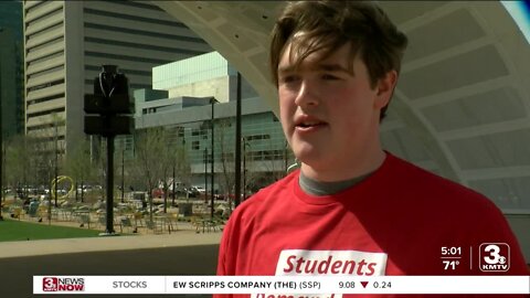 Students gather at Gene Leahy Mall to oppose permitless conceal carry