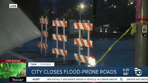 City of San Diego closes flood-prone roads as heavy rain hits county