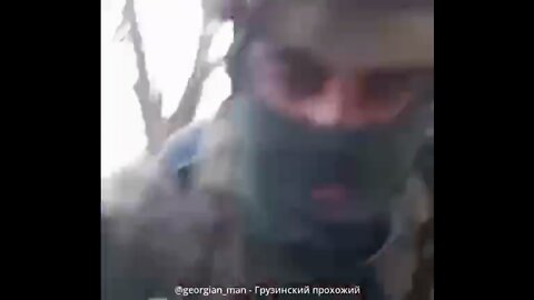 Georgian mercenary films himself being smart, then he takes Russian shrapnel to the leg