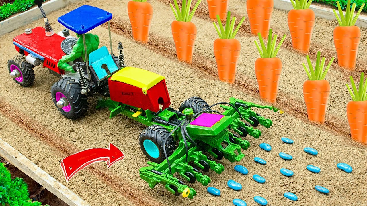 Diy tractor making the most modern plow to planting carrot fields Diy tractor machine _ Sunfarming