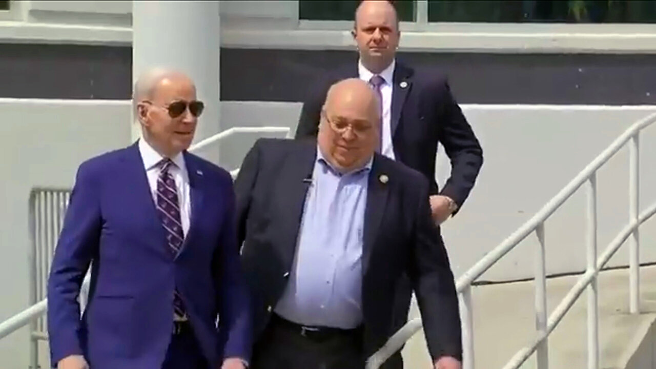Joe Biden Handler Down The Ramp Blue Mark "I'll Stay On My Blue Mark."