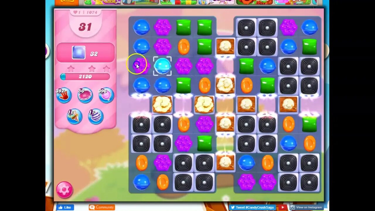 Candy Crush Level 1074 Talkthrough, 35 Moves 0 Boosters
