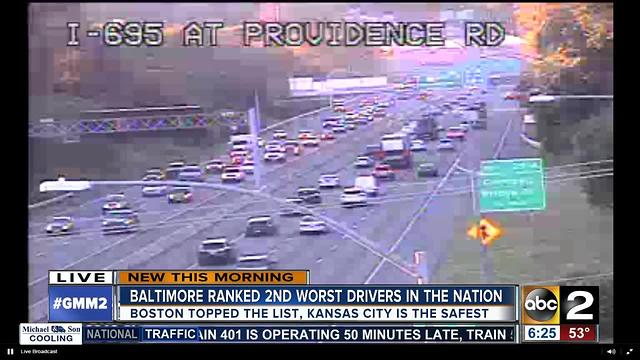 Baltimore drivers ranked some of the worst in the country