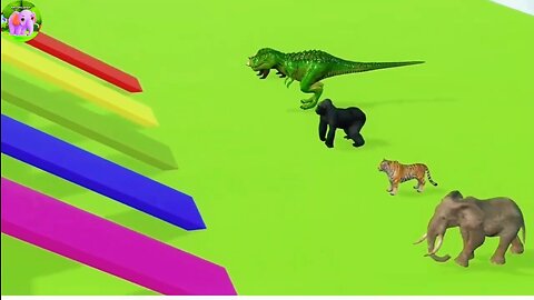 Elephant, Tiger, Gorilla, Zombie dinosaurs, Bear With Fountain Crossing | Epic Battle Cartoon