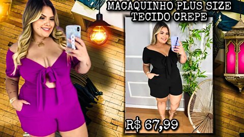 🛑 MACAQUINHO DOMÍNIO PLUS SIZE TECIDO CREPE DE MALHA VESTE DO 46 AO 52!