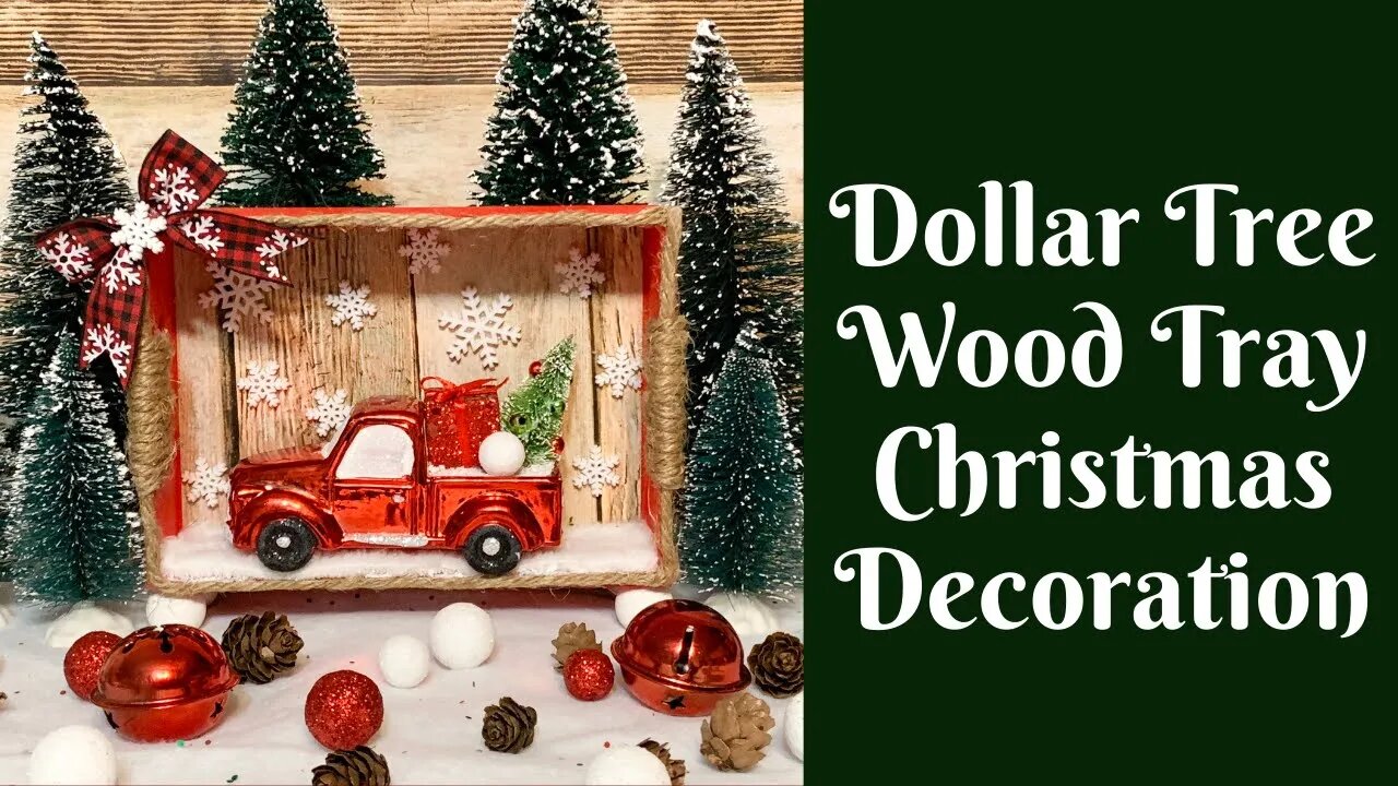 Dollar Tree Christmas Crafts: Dollar Tree Wood Tray Red Truck Christmas Decoration