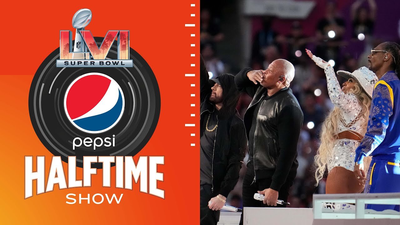 DR., DRE., Snoop dogg, eninem, Mary J bilge full pespi super bowl lvI halftime show