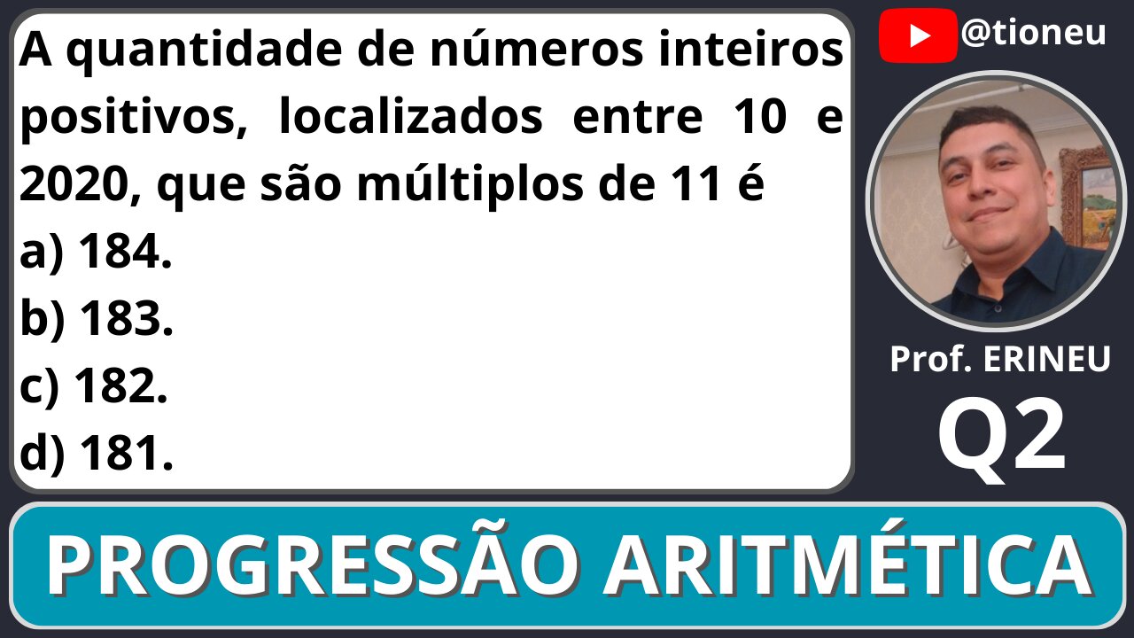 PROGRESSÃO ARITMÉTICA (Exercício resolvido) Questão 2