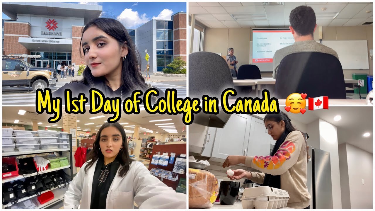 My first day of college in 🇨🇦+ Cooking vlog 😁+ International Student vlog