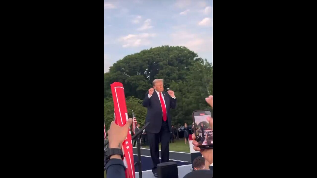 Donald Trump dances during a major campaign rally in the Bronx, New York