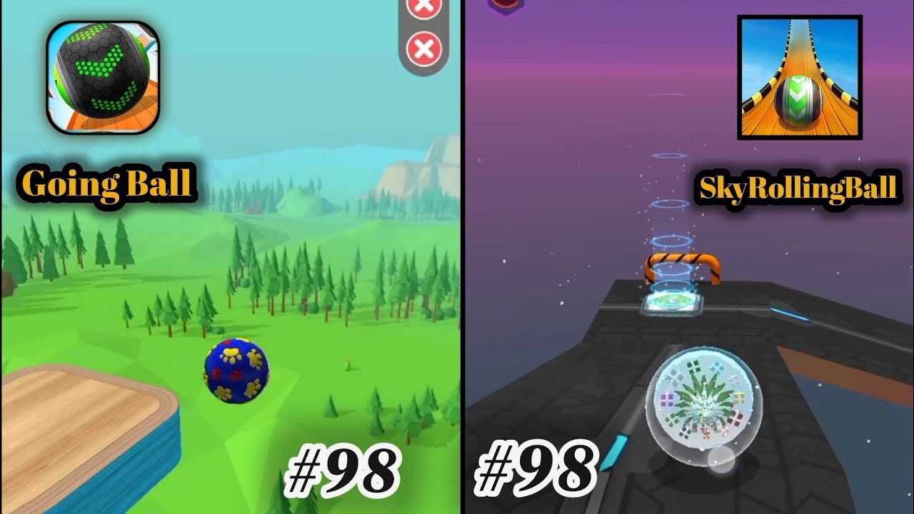 Going Balls vs Sky Rolling Ball - level 98 vs 98 Gameplay (Android, iOS)
