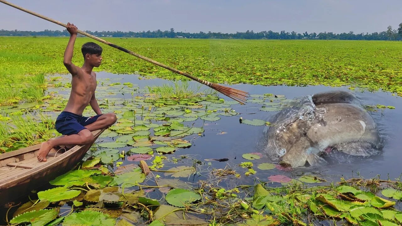 Village Fishing Skill Of Big Fish Catching Style💔