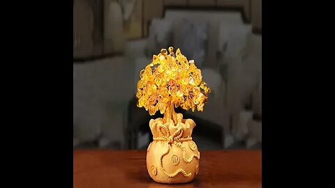 NATURAL CITRINE MONEY TREE GEMSTONE ORNAMENT - FENG SHUI FOR PROSPERITY