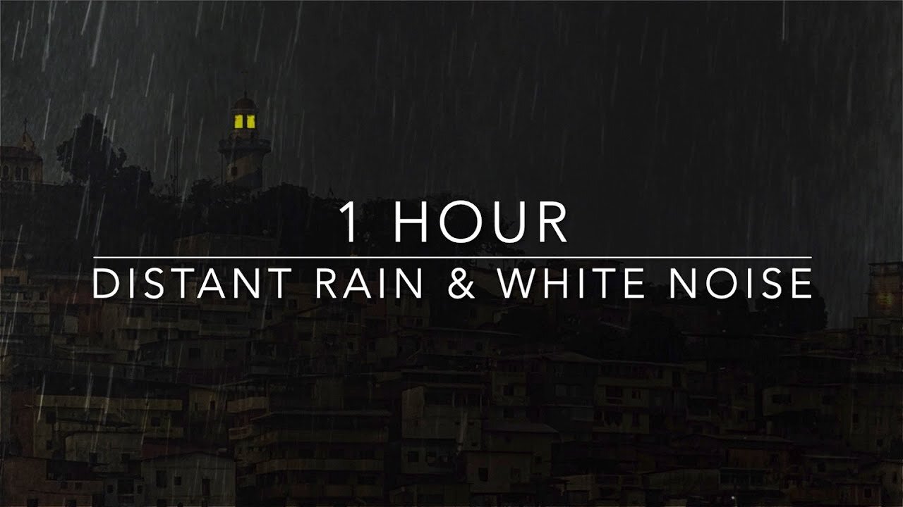 Distant Heavy Rain & White Noise - 1 Hour White Noise And Rain - Sleep Sounds Rain