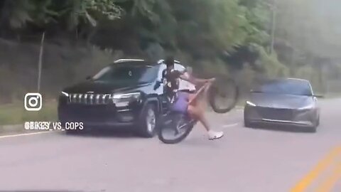 Young Punk Playing Chicken With Cars On His Bike Gets Taught A Painful Lesson
