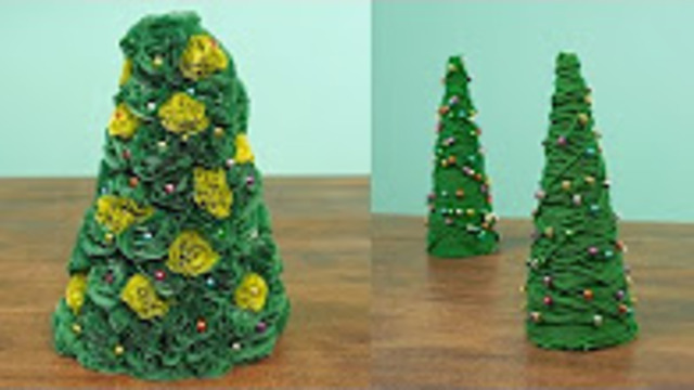 Learn how to easily make two cute miniature Christmas trees!