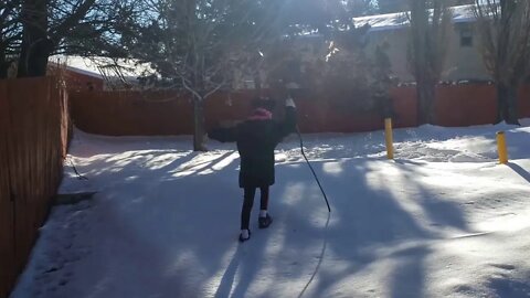 Minnie playing in the snow 🤍