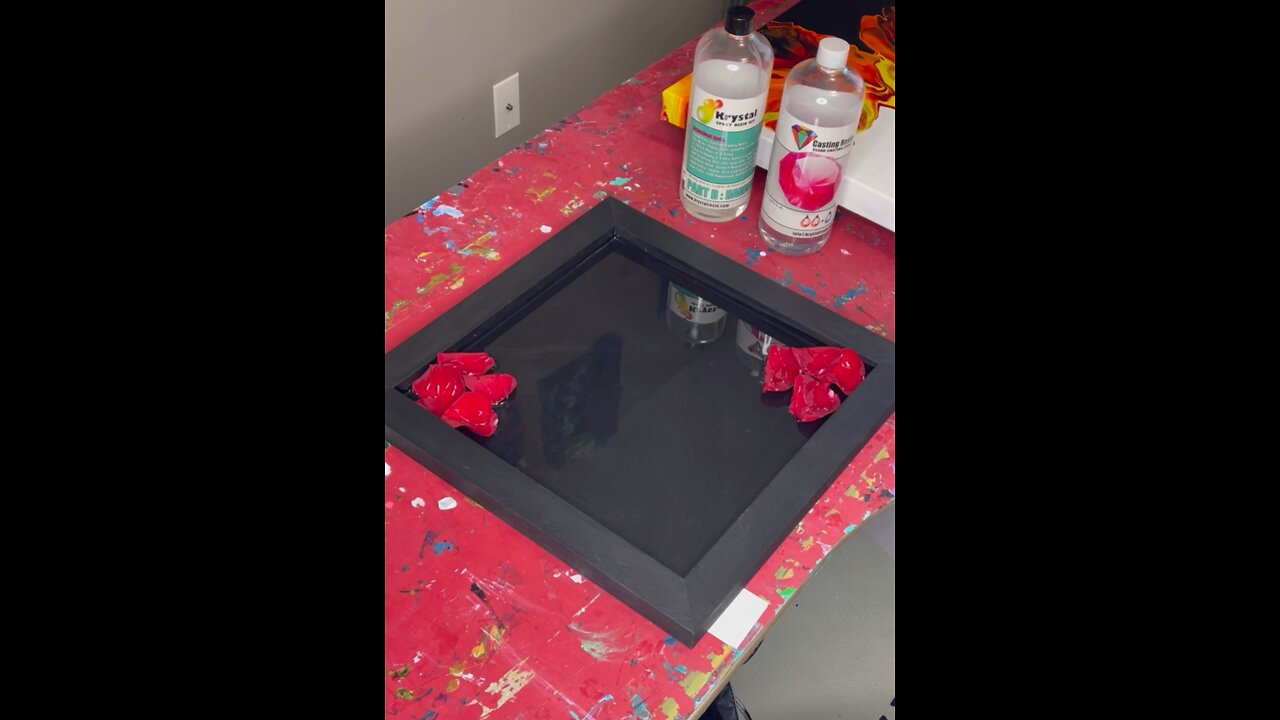 Layered Resin Project Part 2 #krystalresin #shorts #abstractart #redrose #roses #resin #inmemoriam