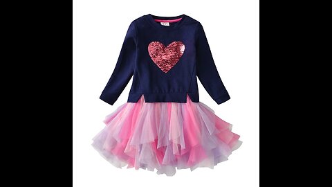 VIKITA Kids Heart Dresses Children Autumn Long Sleeve Vestidos Kids