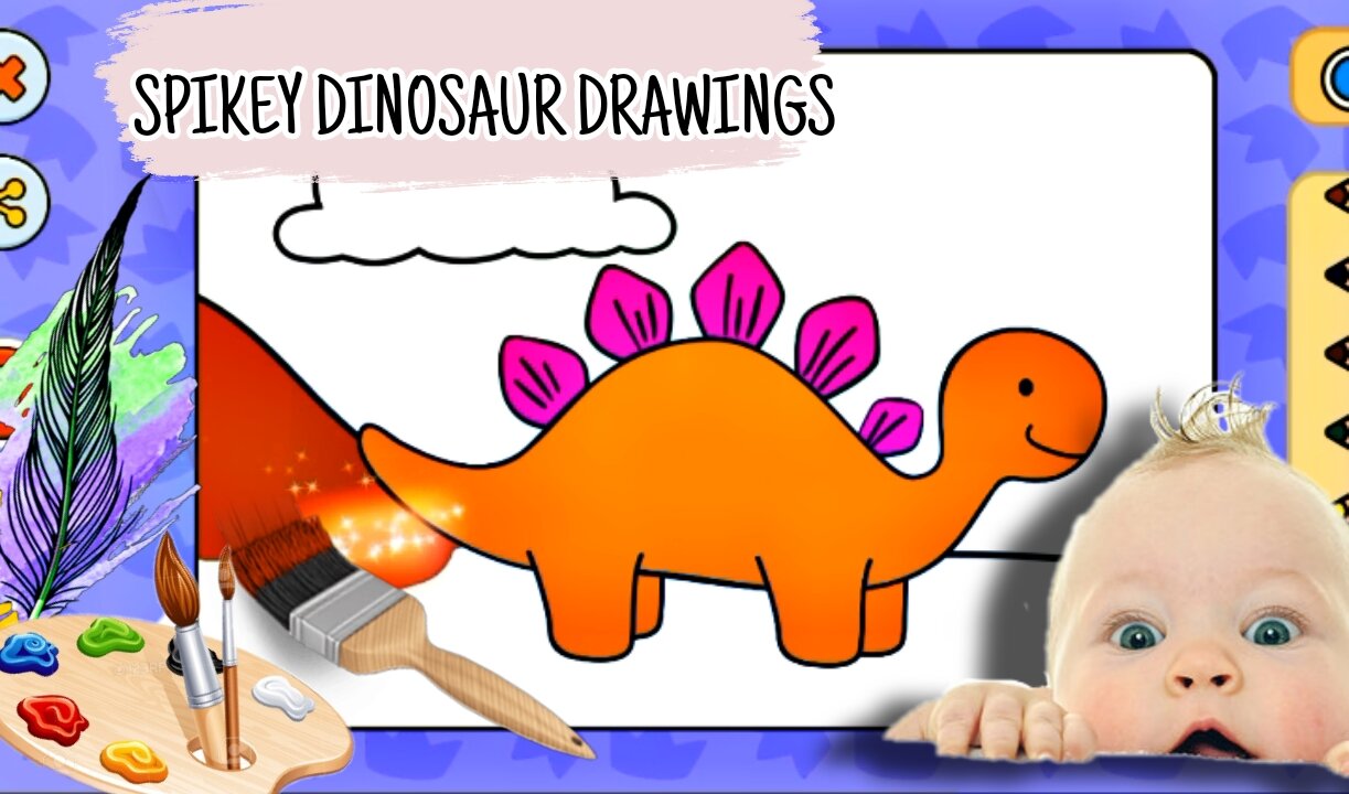 How to draw a SPIKEY DINOSAUR DRAWINGS| keep easy step by step dionosaur drawwith mobile