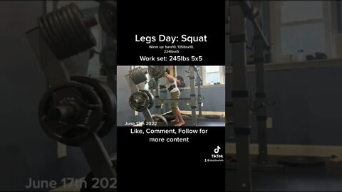 Legs day squat 245lbs 5x5