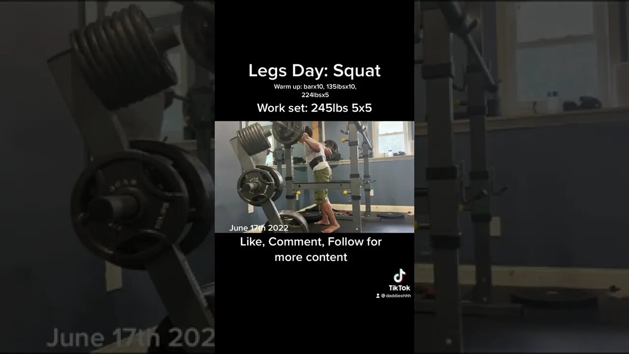 Legs day squat 245lbs 5x5