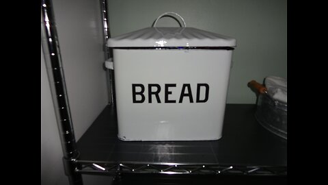 Creative Co-Op Enameled Metal Handles Rustic Farmhouse Storage Décor for Kitchen, White Bread B...