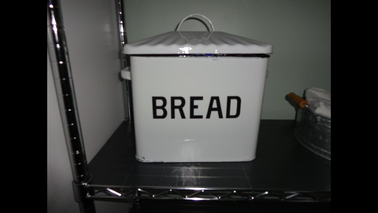Creative Co-Op Enameled Metal Handles Rustic Farmhouse Storage Décor for Kitchen, White Bread B...