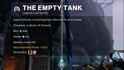 Destiny 2 Legend Lost Sector: The Empty Tank on the Tangled Shore 1-17-22