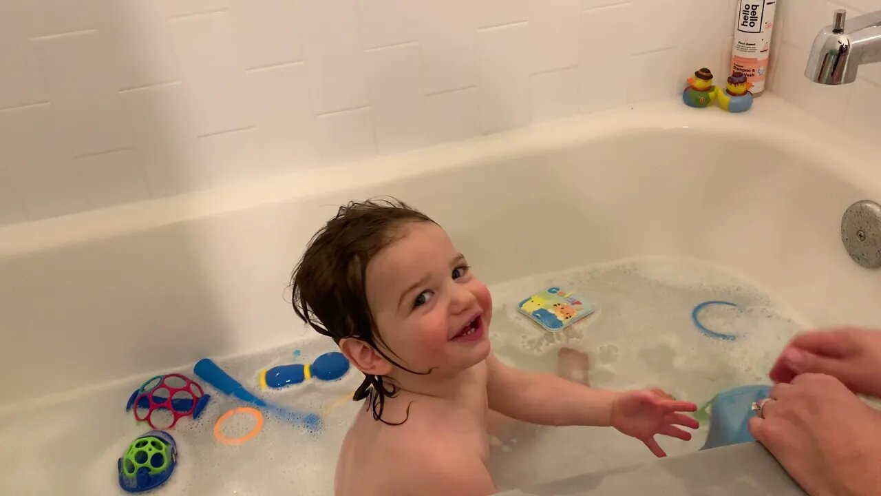 Grant playing in the tub