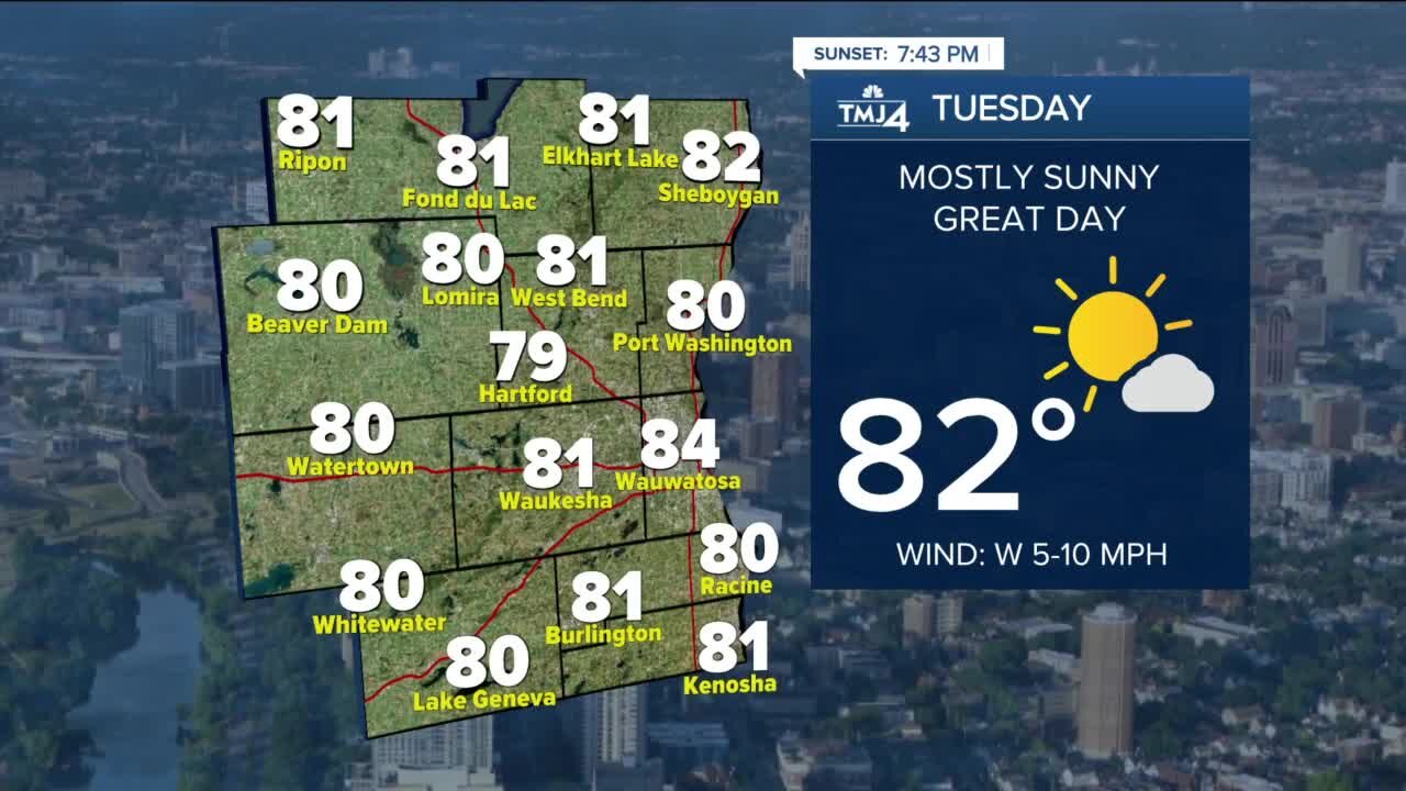 SE Wisconsin weather: Sunny, beautiful Tuesday with highs near 80