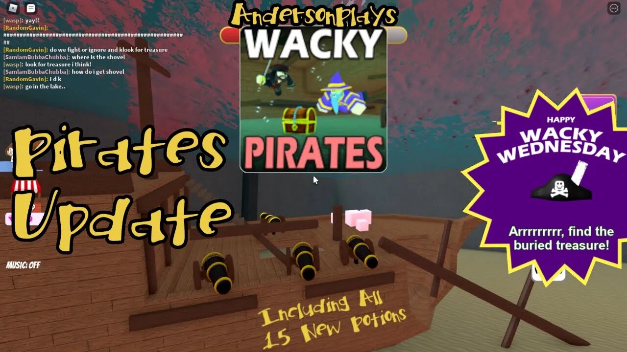 AndersonPlays Roblox Wacky Wizards 🏴‍☠️PIRATES🏴‍☠️ Update - Pirate Hat Ingredient Potions