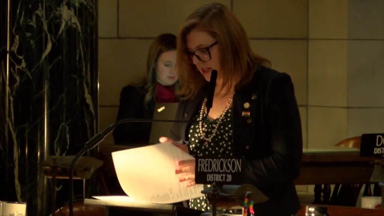 Sen. Machaela Cavanaugh speaks about a bill banning gender-affirming care for minors