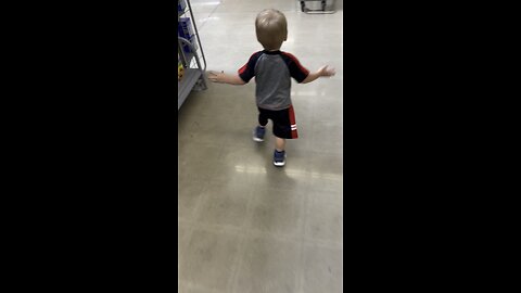 Wild baby speed walks around Walmart.