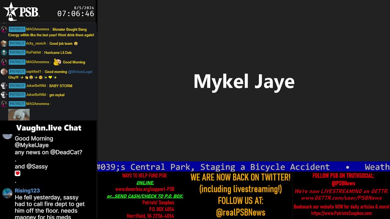 2024-08-05 07:00 EDT - Patriots Soapbox AM: with MykelJaye