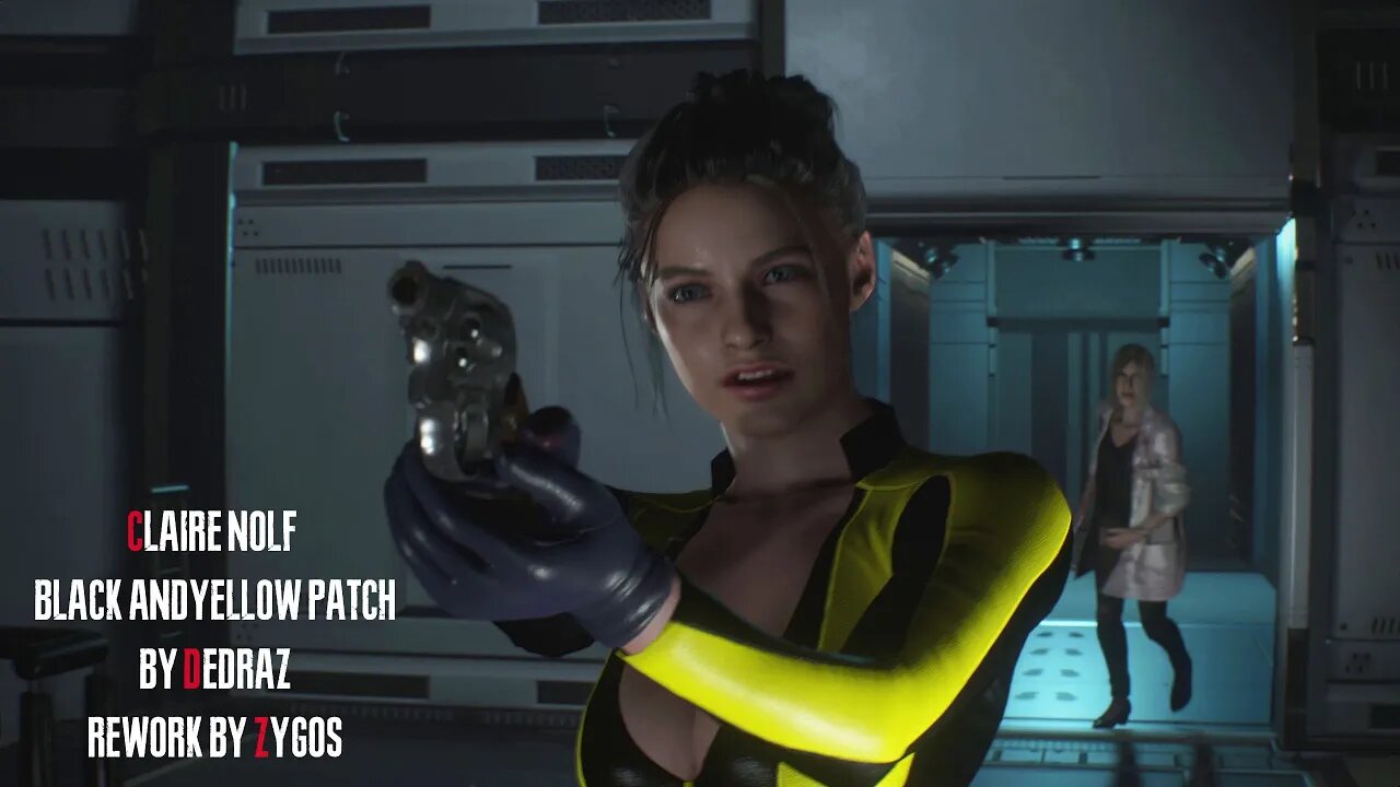 Resident Evil 2 Remake Claire NOLF Black and Yellow Patch outfit