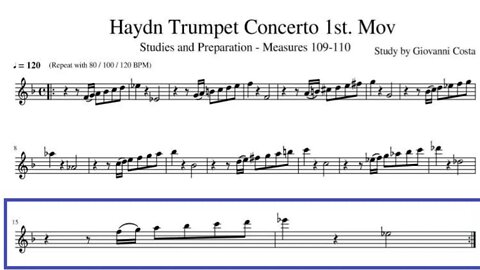 Preparing Haydn Trumpet Concerto -1st Mov Measures 109 to 110