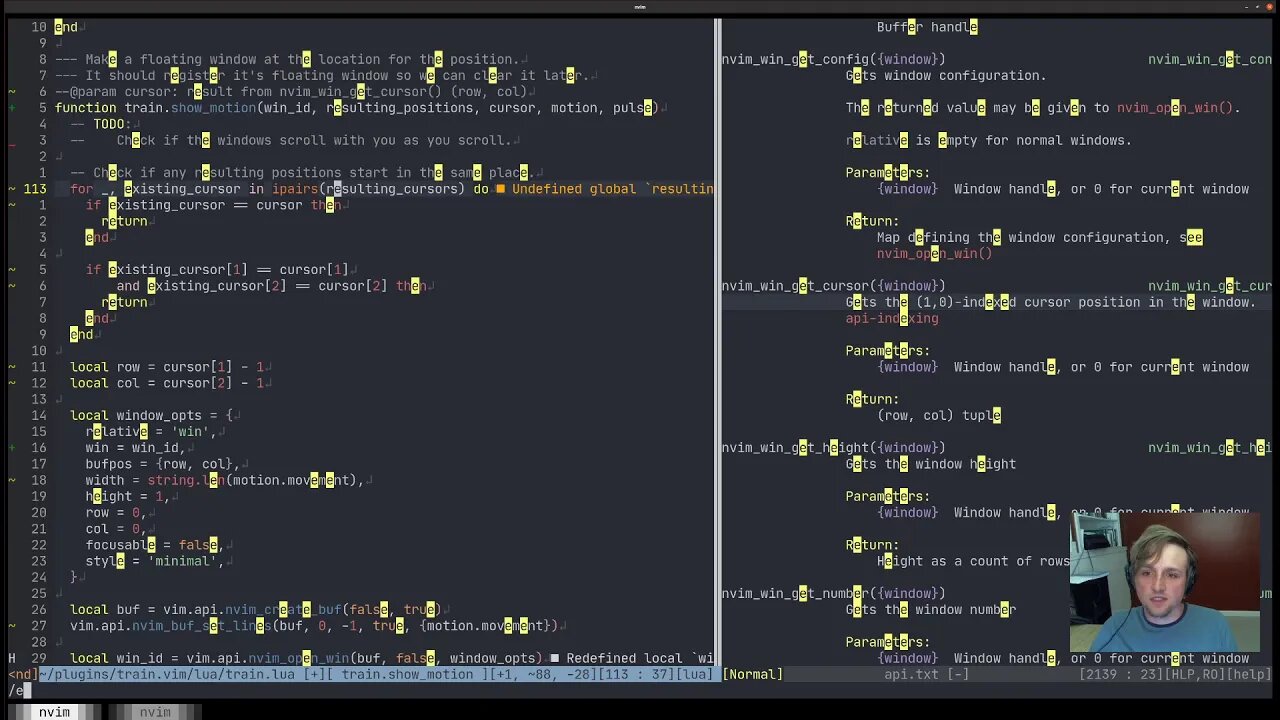 [Neovim Core Dev] - Continued Day stream. Working on some plugins in the morning