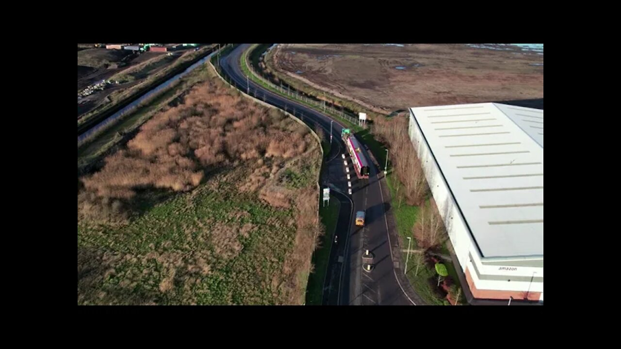 Escorted Long Wide Load Carrying A Train Carriage - Llanwern Road